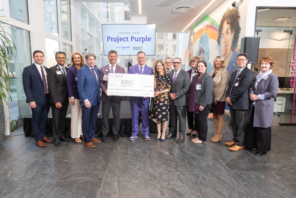 Project Purple & Hartford HealthCare $750,000 grant check presentation photo